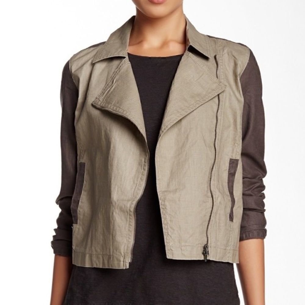EILEEN FISHER ORGANIC LINEN COLORBLOCK JACKET